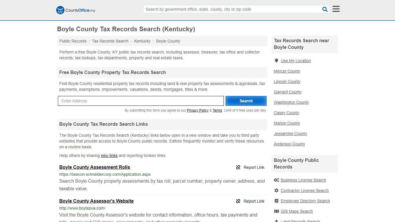 Boyle County Tax Records Search (Kentucky) - County Office